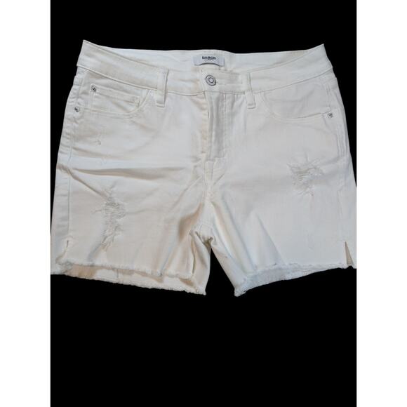 Kensie Denim Shorts Women's 6 Mid Rise Distressed Coastal Beach White Y2K - Picture 1 of 6